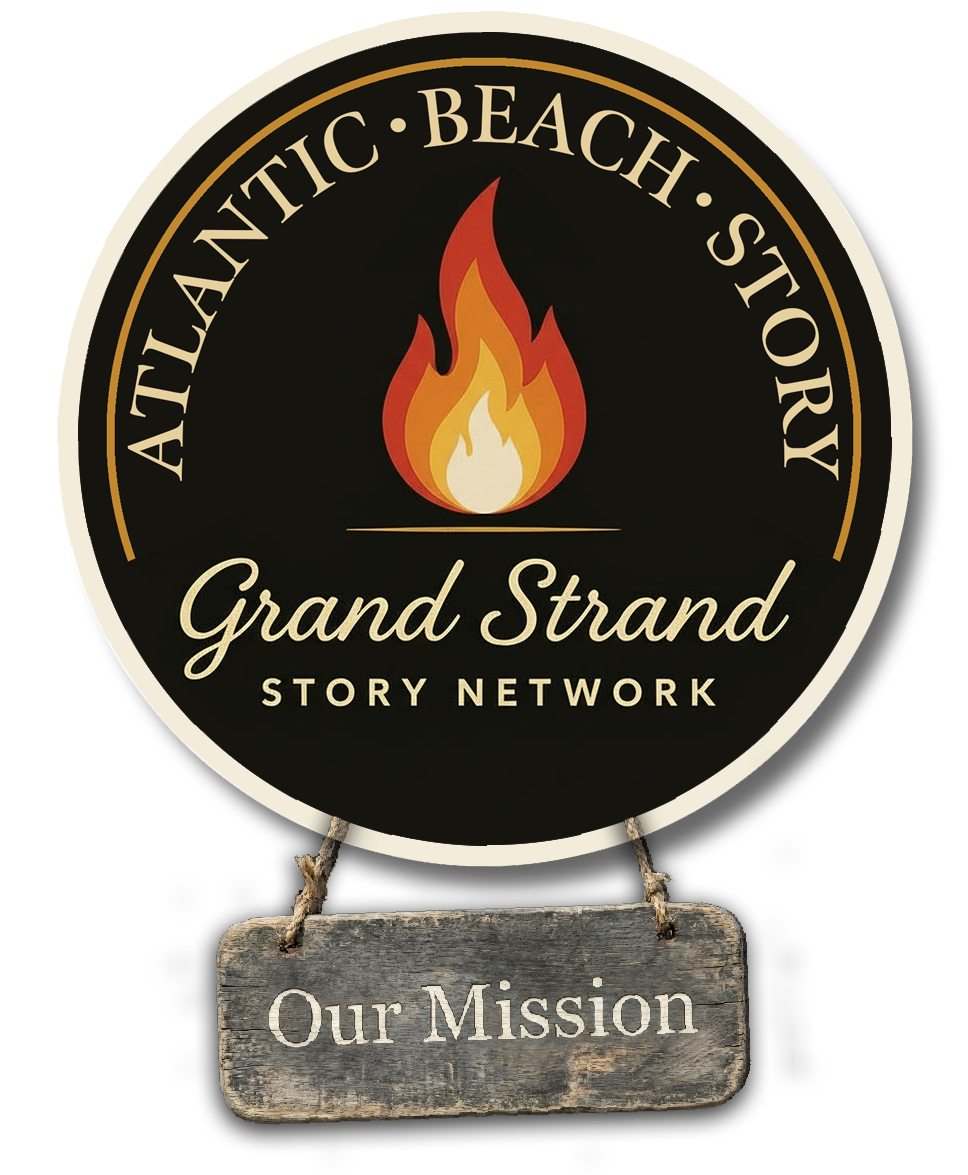 Grand Strand Story Network logo with Our Mission sign
